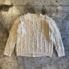 画像1: FRINGE STRIPE DESIGN KNIT SWEATER / Ladies M  (1)