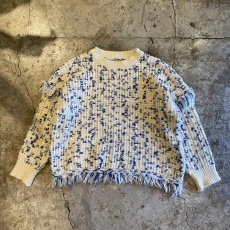 画像1: POINT FRINGE DESIGN MIX COLOR KNIT SWEATER / Ladies L (1)