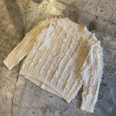 画像4: FRINGE STRIPE DESIGN KNIT SWEATER / Ladies M  (4)