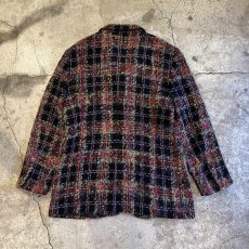 画像2: ALL OVER MIX COLOR CHECK PATTERN TWEED DESIGN JACKET / Ladies M(12) (2)