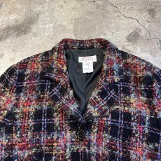 画像8: ALL OVER MIX COLOR CHECK PATTERN TWEED DESIGN JACKET / Ladies M(12) (8)