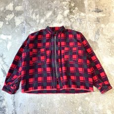 画像1: 【Wiz&Witch】"WANDERER" NO COLLAR ZIP UP FLANNEL SHIRT / OS (1)