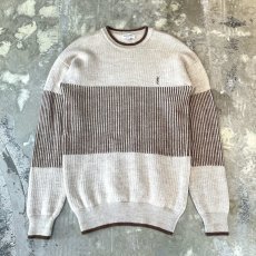 画像1: 【YVES SAINT LAURENT】LOGO EMBROIDERY PATTERN WOOL KNIT SWEATER / Mens L (1)