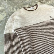 画像3: 【YVES SAINT LAURENT】LOGO EMBROIDERY PATTERN WOOL KNIT SWEATER / Mens L (3)