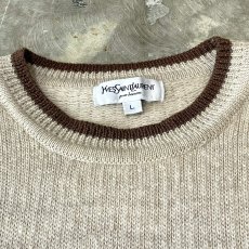 画像10: 【YVES SAINT LAURENT】LOGO EMBROIDERY PATTERN WOOL KNIT SWEATER / Mens L (10)