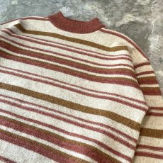 画像4: MULTI BORDER PATTERN MOCK NECK KNIT SWEATER / Mens L (4)