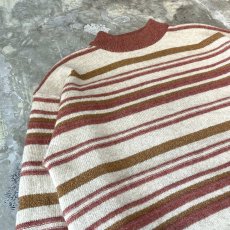 画像3: MULTI BORDER PATTERN MOCK NECK KNIT SWEATER / Mens L (3)