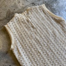 画像10: OLD DESIGN IVORY COLOR CROCHET LACE KNIT VEST / Ladies M (10)