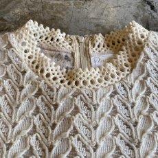 画像7: OLD DESIGN IVORY COLOR CROCHET LACE KNIT VEST / Ladies M (7)