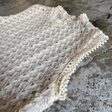 画像8: OLD DESIGN IVORY COLOR CROCHET LACE KNIT VEST / Ladies M (8)