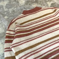 画像9: MULTI BORDER PATTERN MOCK NECK KNIT SWEATER / Mens L (9)