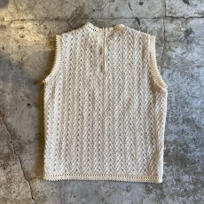 画像2: OLD DESIGN IVORY COLOR CROCHET LACE KNIT VEST / Ladies M (2)