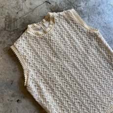 画像3: OLD DESIGN IVORY COLOR CROCHET LACE KNIT VEST / Ladies M (3)