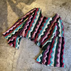 画像4: FLARE SLEEVE MIX COLOR FRINGE KNIT TOPS / Ladies L (4)