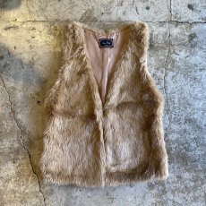 画像1: BEIGE COLOR FAUX FUR DESIGN VEST / Ladies M (1)