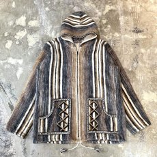 画像1: ALL OVER STRIPE PATTERN ZIP UP HOODIE JACKET / Mens L (1)