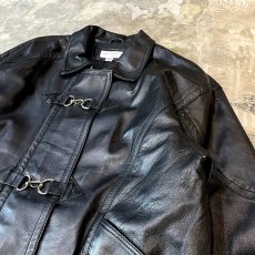 画像4: BLACK REAL LEATHER FIREMAN JACKET / Mens XL (4)