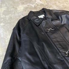 画像3: BLACK REAL LEATHER FIREMAN JACKET / Mens XL (3)