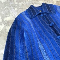 画像3: OLD MILTI STRIPE PATTERN WOOL KNIT JACKET / Mens L (3)