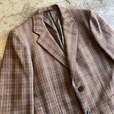 画像3: BROWN MIX COLOR CHECK PATTERN DESIGN JACKET / Ladies M (3)