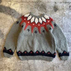 画像2: POINT PATTERN COLOR DESIGN HAND KNIT SWEATER / Ladies M (2)