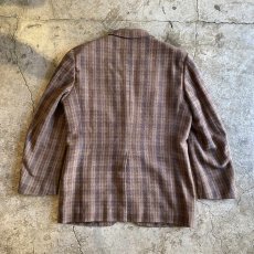 画像2: BROWN MIX COLOR CHECK PATTERN DESIGN JACKET / Ladies M (2)