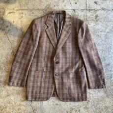 画像1: BROWN MIX COLOR CHECK PATTERN DESIGN JACKET / Ladies M (1)