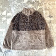 画像1: LEOPARD PATTERN SWITCHED HALF ZIP L/S FREECE TOPS / Mens L (1)