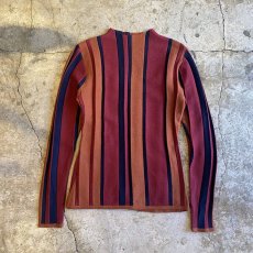 画像1: MULTI STRIPE PATTERN COLOR L/S TOPS / Ladies M (1)