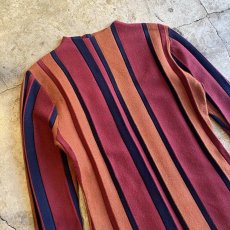 画像3: MULTI STRIPE PATTERN COLOR L/S TOPS / Ladies M (3)