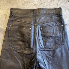 画像10: BLACK COLOR STRAIGHT LEATHER PANTS / W27 (10)