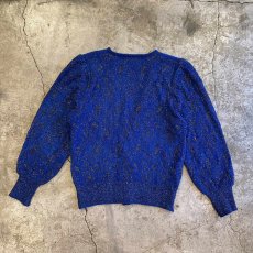 画像2: BLUE COLOR GLITTER PATTERN MIX DESIGN CARDIGAN / Ladies M (2)