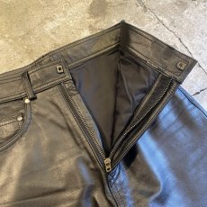 画像8: BLACK COLOR STRAIGHT LEATHER PANTS / W27 (8)