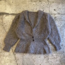 画像1: PEPLUM DESIGN MOHAIR KNIT CARDIGAN / Ladies L (1)