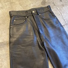 画像3: BLACK COLOR STRAIGHT LEATHER PANTS / W27 (3)