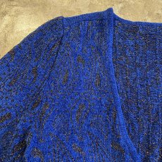 画像5: BLUE COLOR GLITTER PATTERN MIX DESIGN CARDIGAN / Ladies M (5)