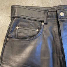 画像5: BLACK COLOR STRAIGHT LEATHER PANTS / W27 (5)