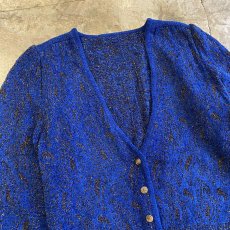 画像3: BLUE COLOR GLITTER PATTERN MIX DESIGN CARDIGAN / Ladies M (3)