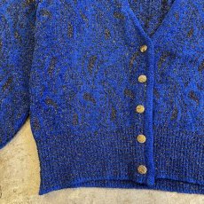 画像4: BLUE COLOR GLITTER PATTERN MIX DESIGN CARDIGAN / Ladies M (4)