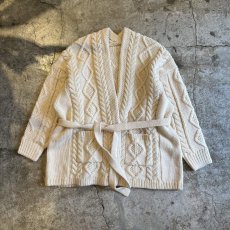 画像1: VOLUME SLEEVE DESIGN ALAN KNIT WAIST RIBBON DESIGN CARDIGAN / Ladies XS~XL (1)