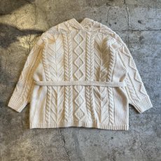 画像2: VOLUME SLEEVE DESIGN ALAN KNIT WAIST RIBBON DESIGN CARDIGAN / Ladies XS~XL (2)