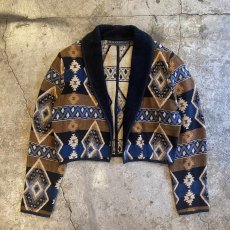 画像1: NATIVE PATTERN SHORT DESIGN COTTON JACKET / Ladies M  (1)