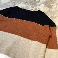 画像4: BORDER PATTERN KNIT SWEATER / Mens S(L) (4)