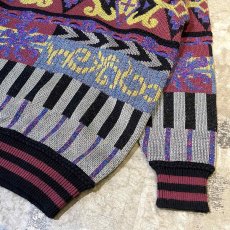 画像6: ALL OVER ARTISTIC PATTERN KNIT SWEATER / Mens L (6)