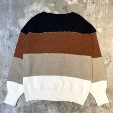 画像1: BORDER PATTERN KNIT SWEATER / Mens S(L) (1)