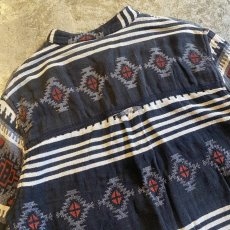 画像7: NATIVE PATTERN CUT OFF STAND COLLAR SHIRT / Ladies M (7)