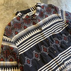 画像3: NATIVE PATTERN CUT OFF STAND COLLAR SHIRT / Ladies M (3)