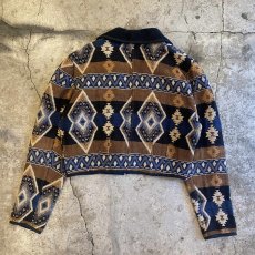 画像2: NATIVE PATTERN SHORT DESIGN COTTON JACKET / Ladies M  (2)