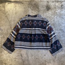 画像2: NATIVE PATTERN CUT OFF STAND COLLAR SHIRT / Ladies M (2)