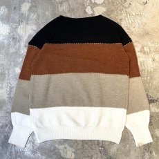 画像2: BORDER PATTERN KNIT SWEATER / Mens S(L) (2)